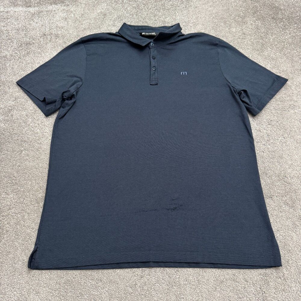 TravisMathew Golf Polo Shirt Mens 2XL Blue Short Sleeve Stretch Casual Preppy